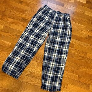 Lands' End Men's Blue and White Plaid Pajama Pants